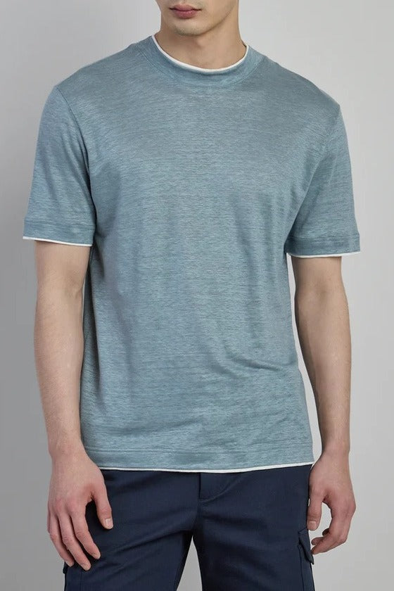 Eleventy M75TSHM07 t-shirt uomo lino denim bianco