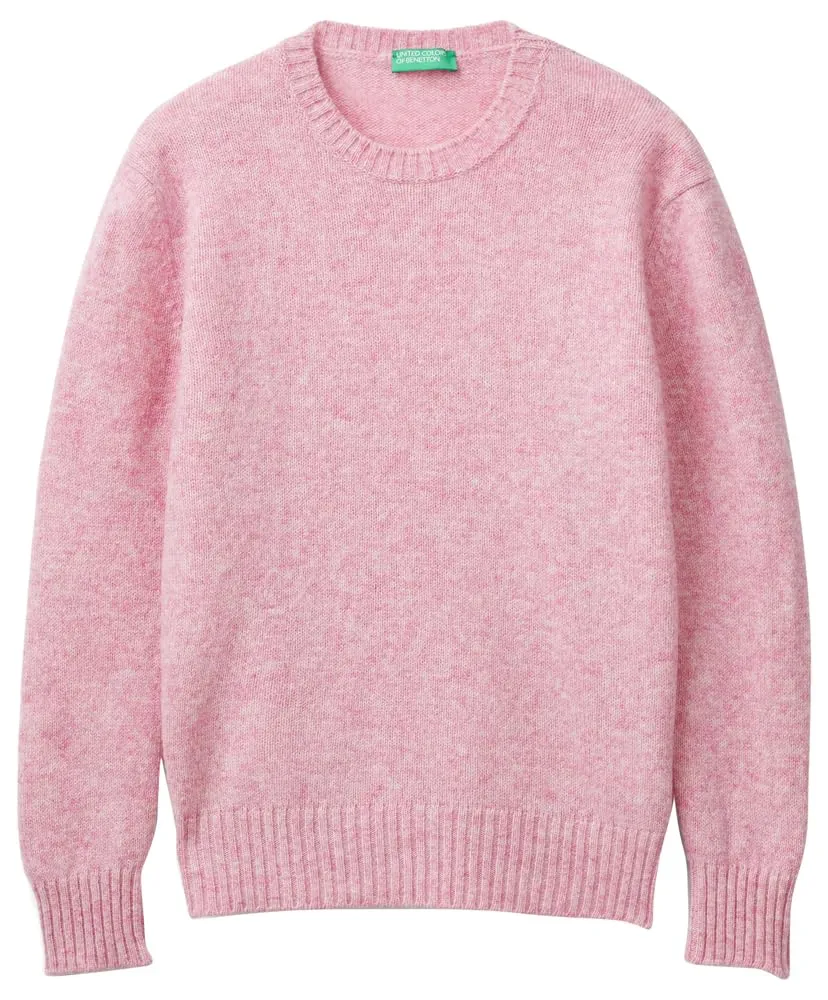 Benetton Maglieria 103me1n23 Maglione Donna Rosa XXS girocollo