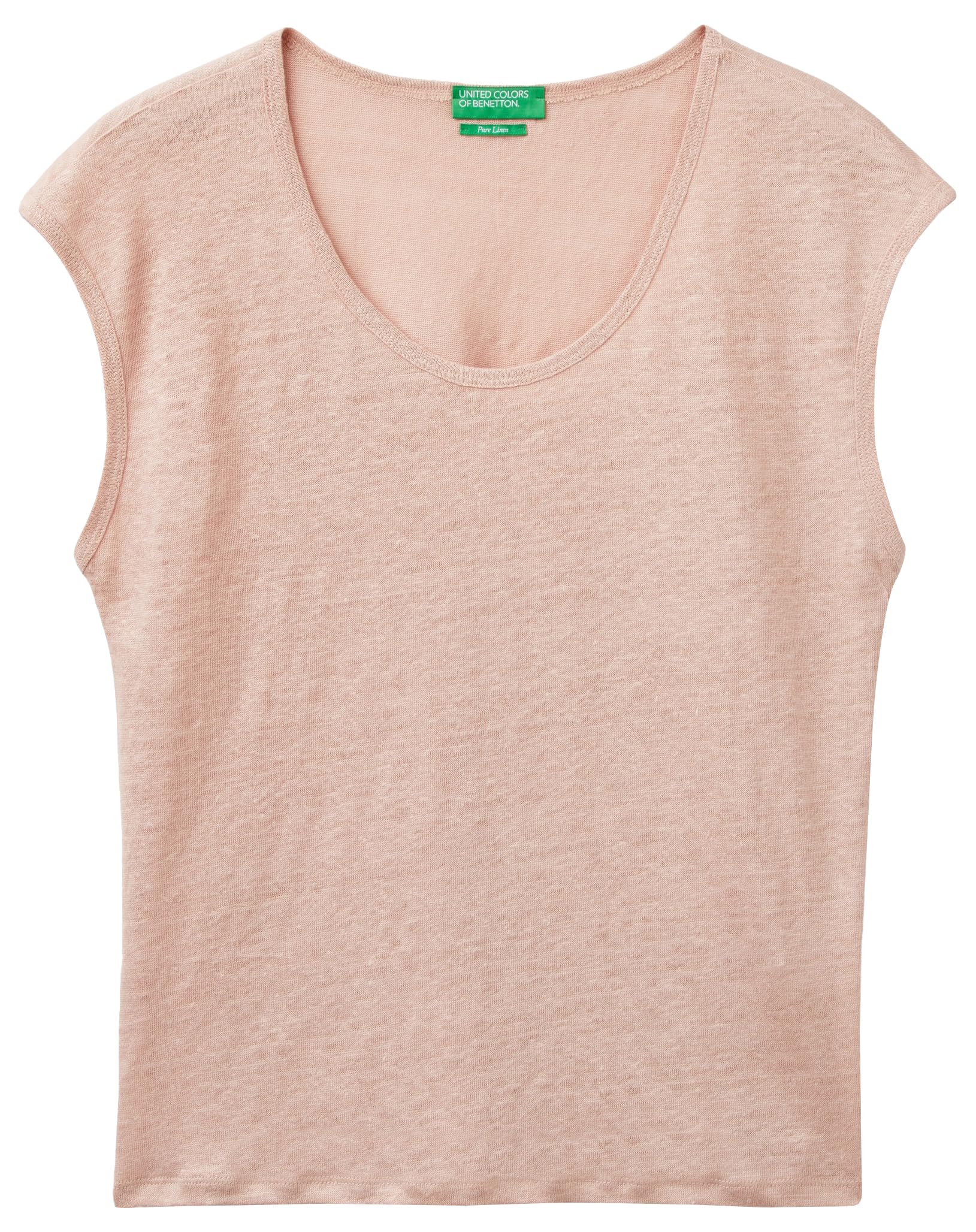 Benetton 3KGQE16B1 t-shirt donna lino boxy nero multicolore