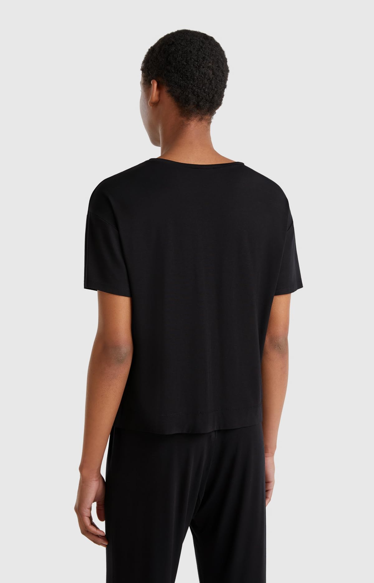 Benetton T-Shirt Pigiama Donna Modal Nero Logo