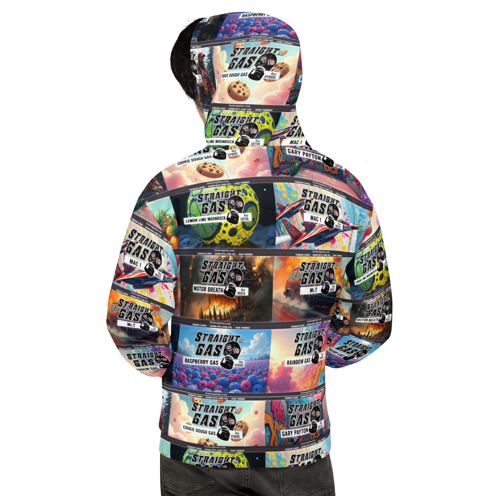 Pure Trash Straight Gas Label Pattern felpa uomo con cappuccio