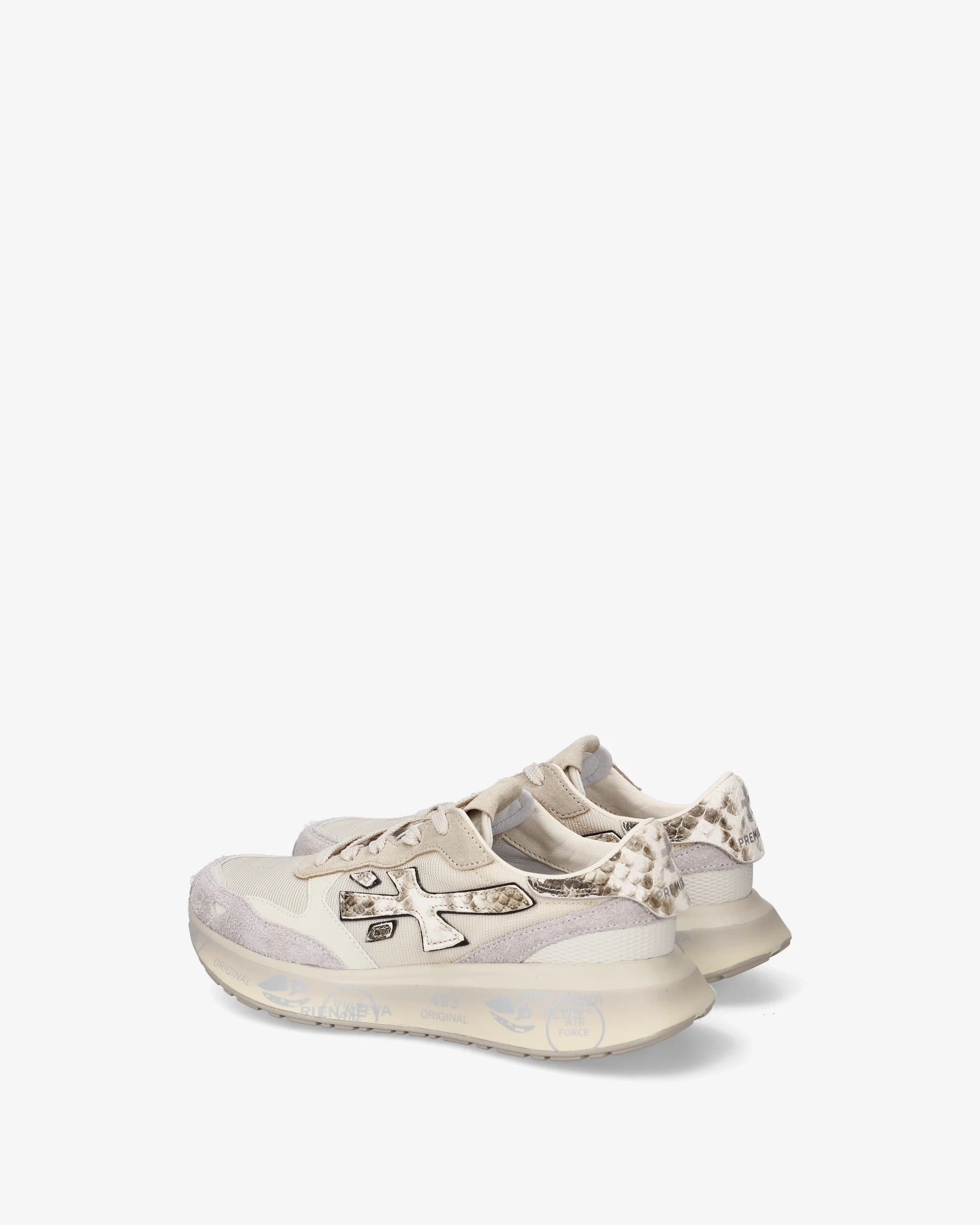 Premiata Lauryn 8183 sneakers nylon bianco beige suola 3cm