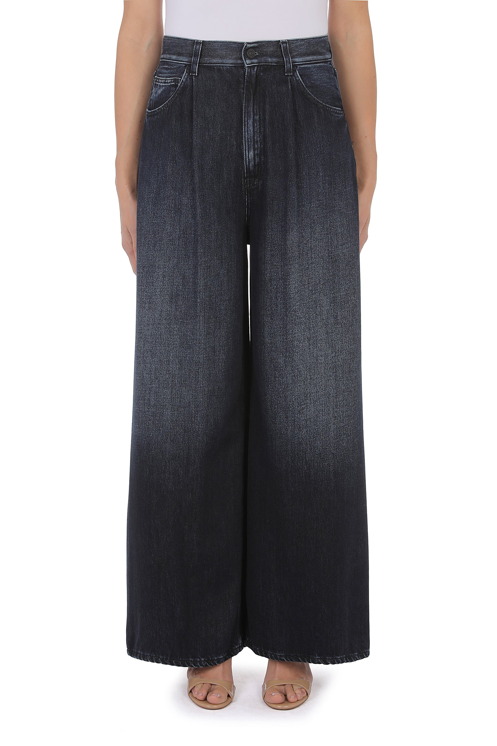 Dondup Maggie DP853 Jeans Donna Blu Wide Leg Denim