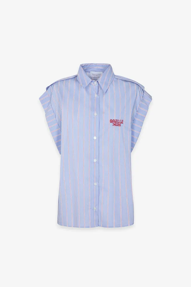 Gaelle Paris GAABW09847 camicia righe Azzurro maniche kimono