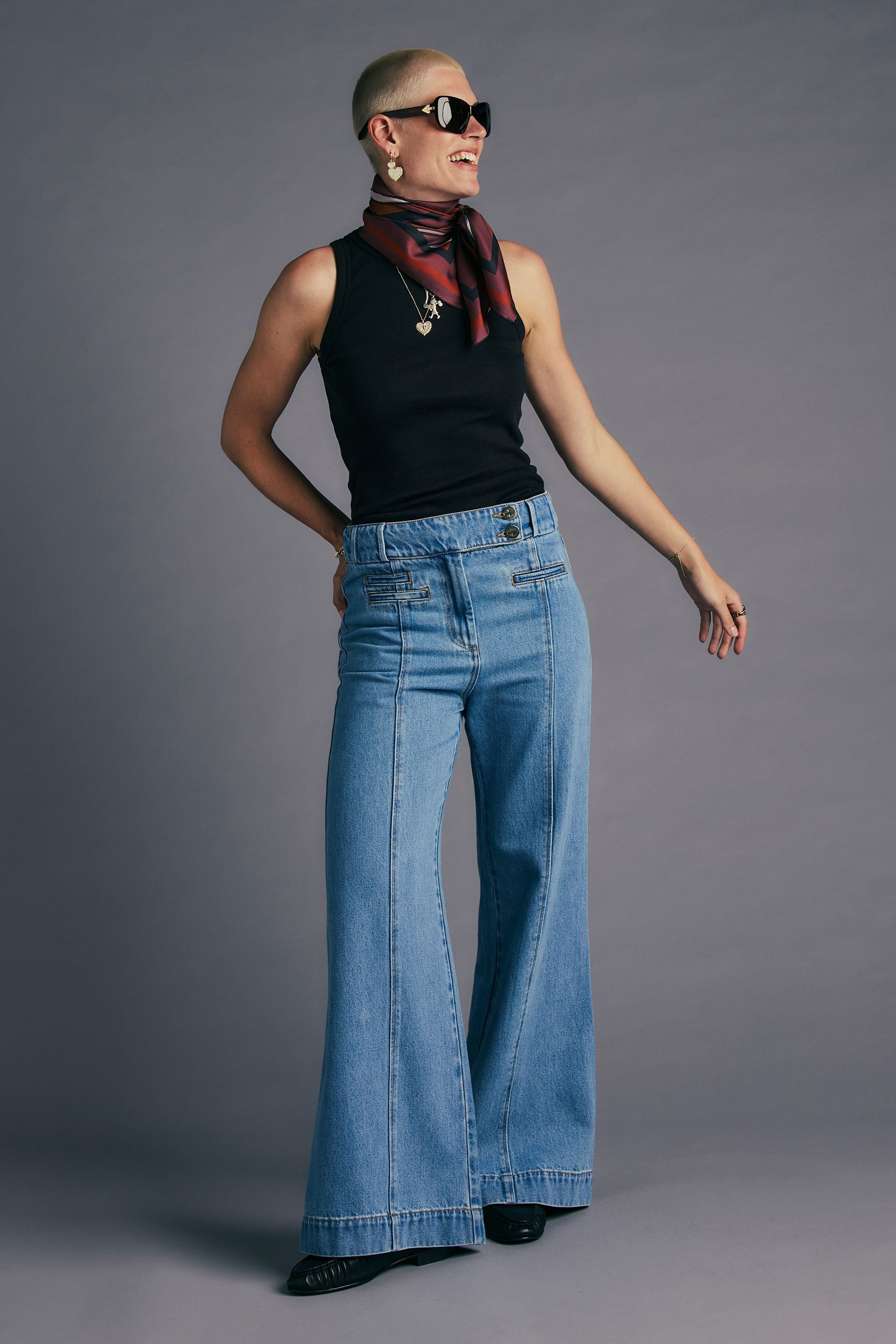 Karen Walker Starboard Panelled Flares Jeans azzurro