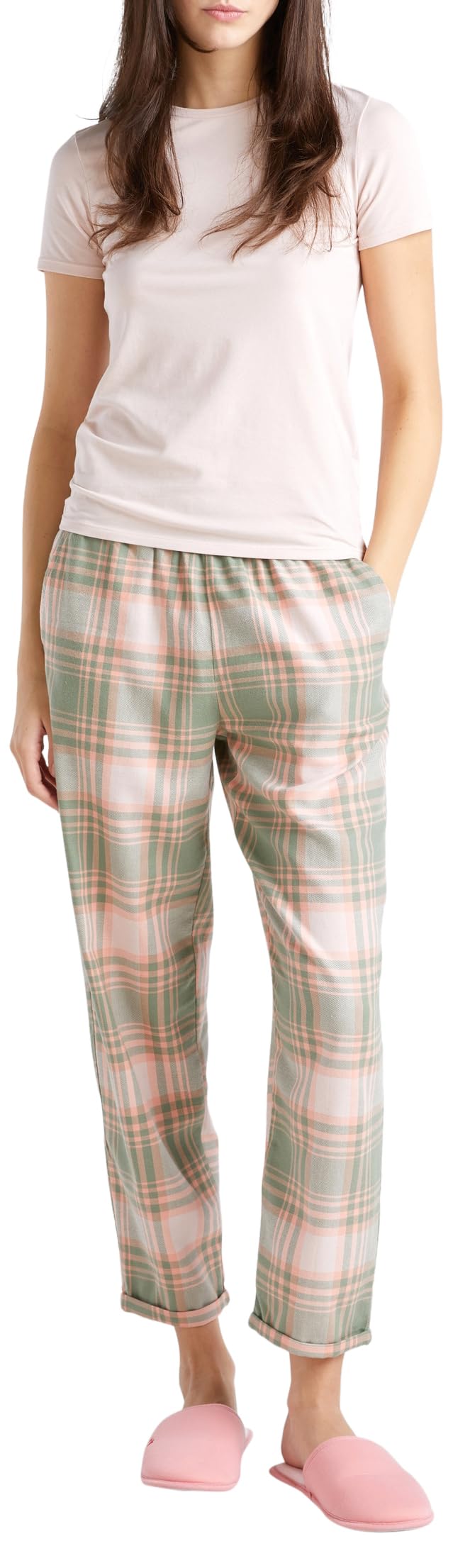 Benetton Pantalone Pigiama Donna Flanella Taglia L Tinto Filo