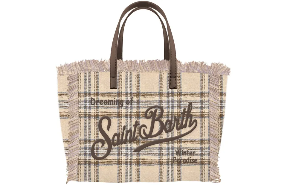 MC2 Saint Barth Vanity Mini Wool borsa tartan beige-marrone