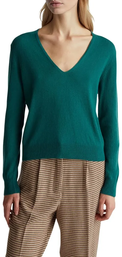 Benetton Maglia 1002d401y Maglione Donna Scollo V