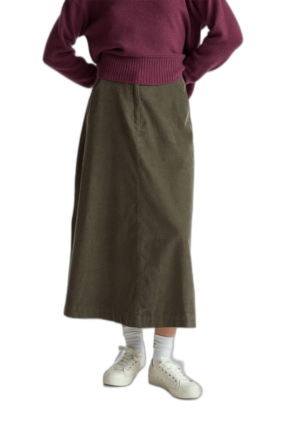 Benetton Gonne Gonna Midi Velluto Mille Righe Svasata