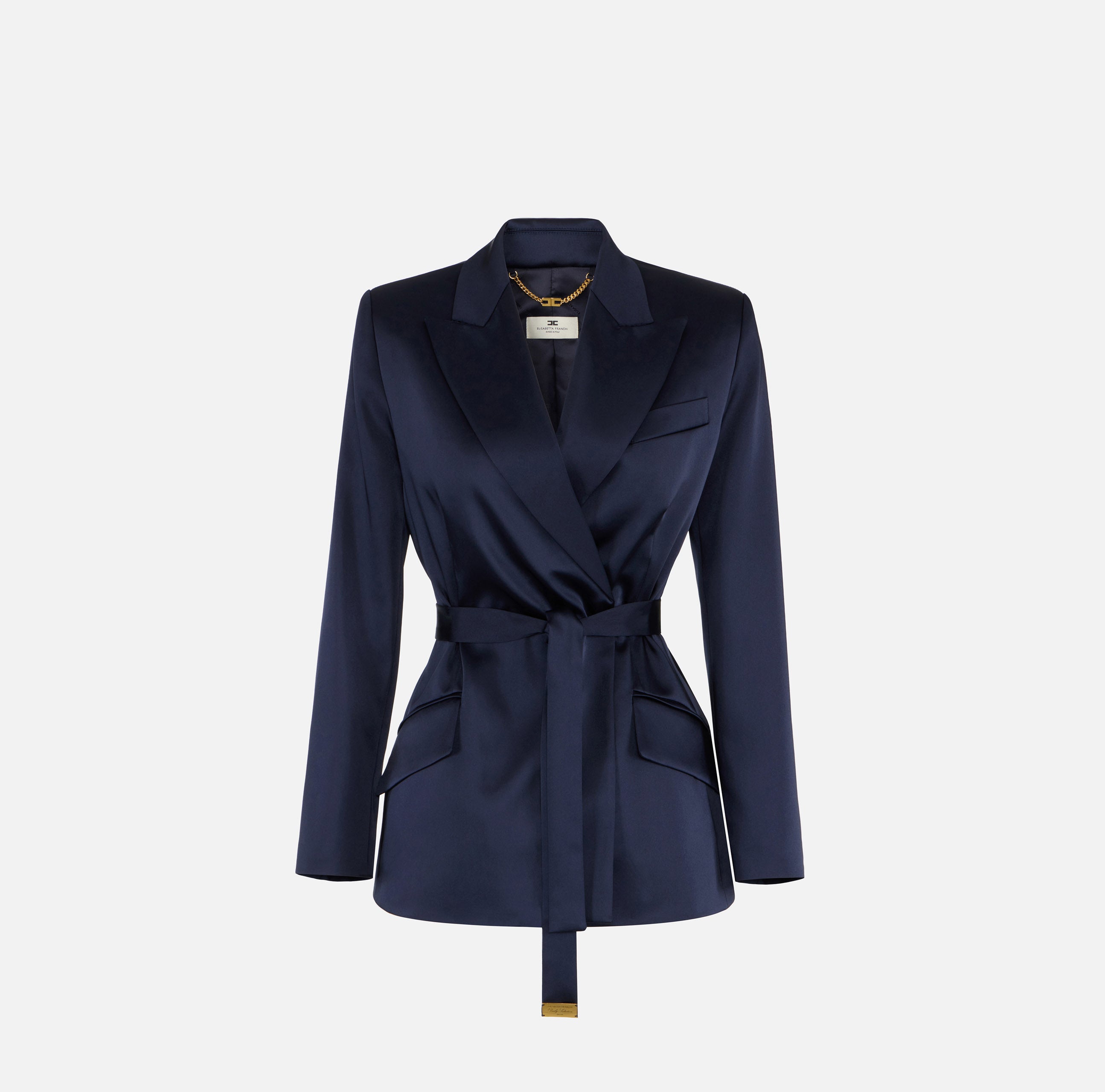 Elisabetta Franchi GI27966E2 giacca blu notte raso stretch