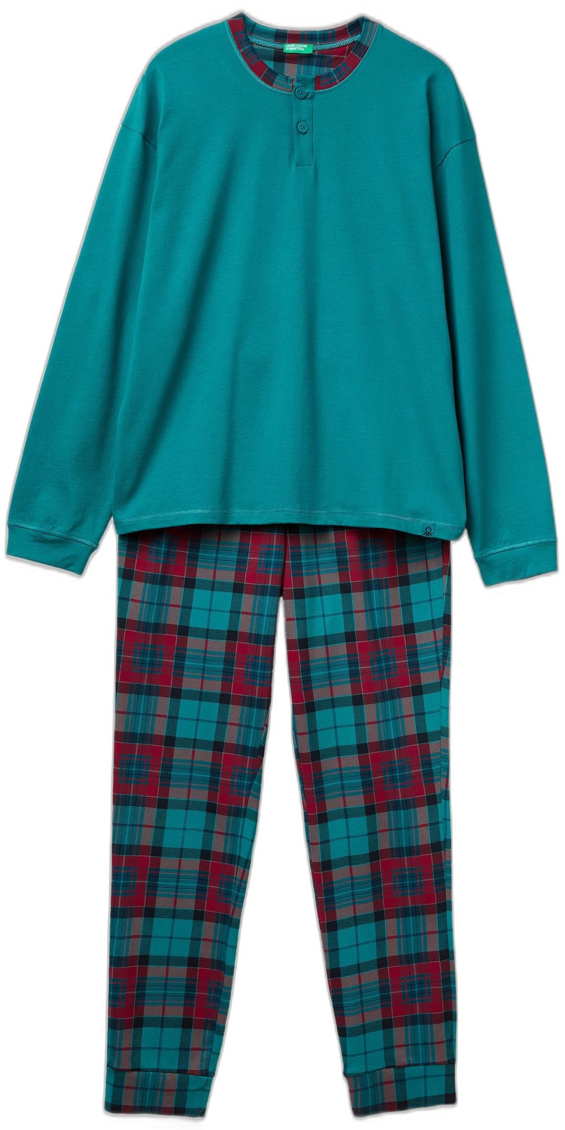 Benetton 37mw4p02n Set Pigiama Uomo S Blu Cotone Serafino