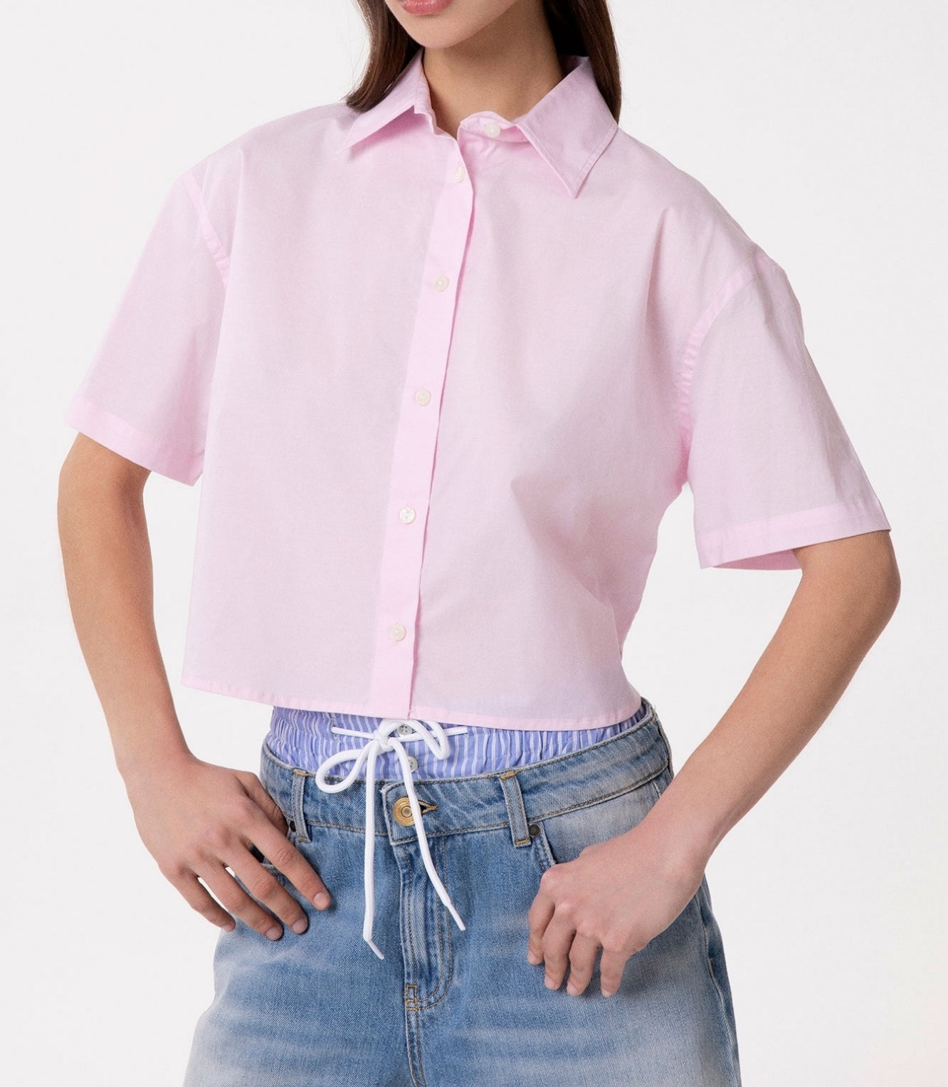 Gaelle Paris GAABW09858 camicia corta rosa popeline