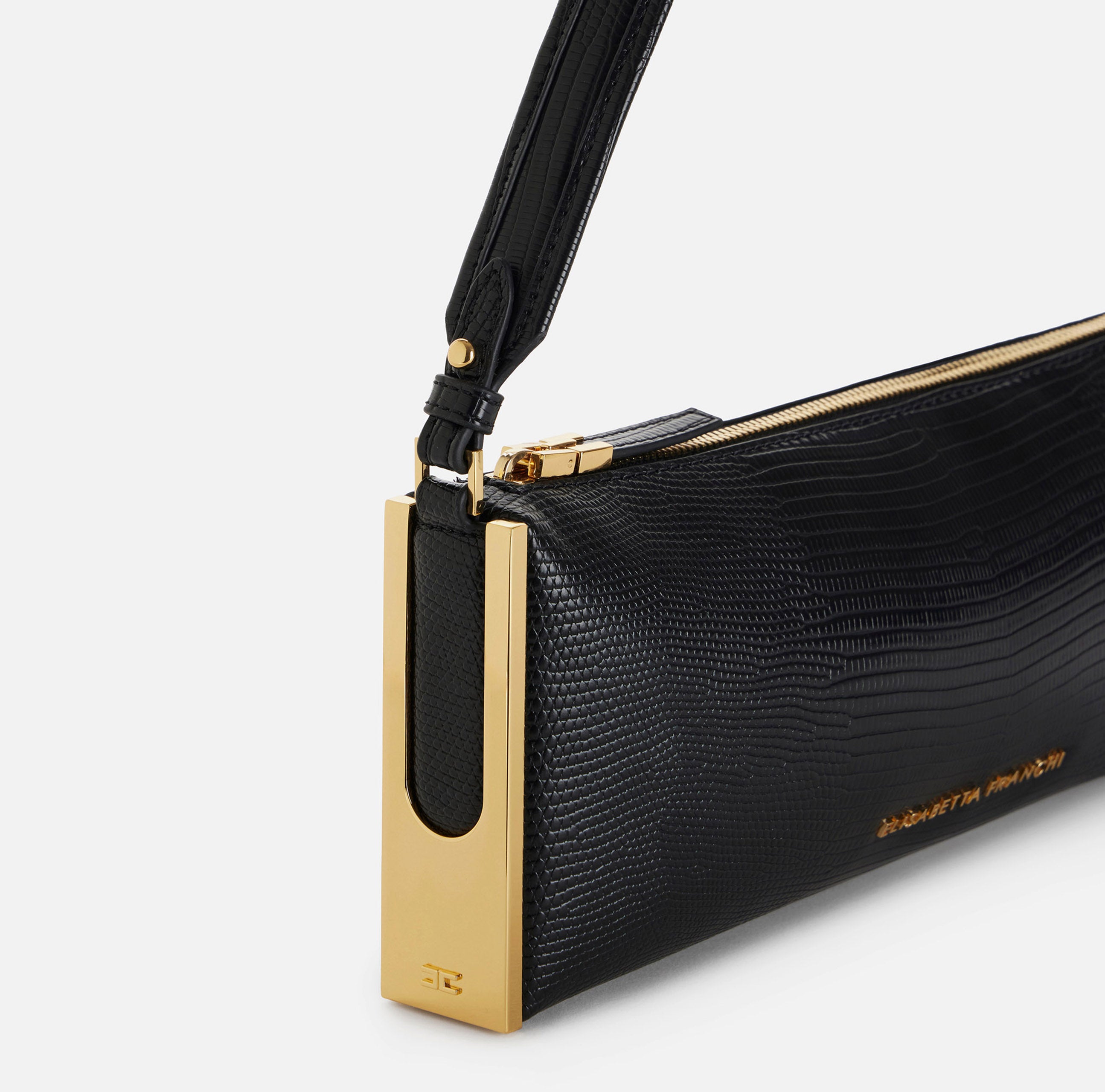 Elisabetta Franchi BS15A66E2 borsa a spalla nero stampa lucertola