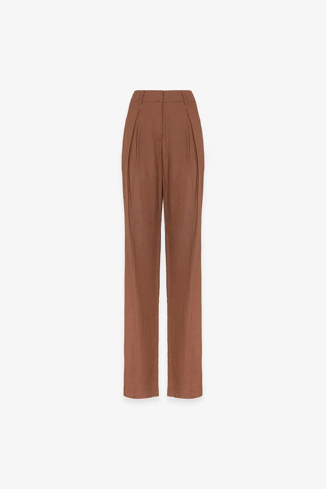 Gaelle Paris GAABW10024 pantalone moka in lino