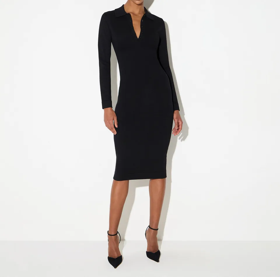 Elisabetta Franchi AM59S67E2 abito midi nero polo