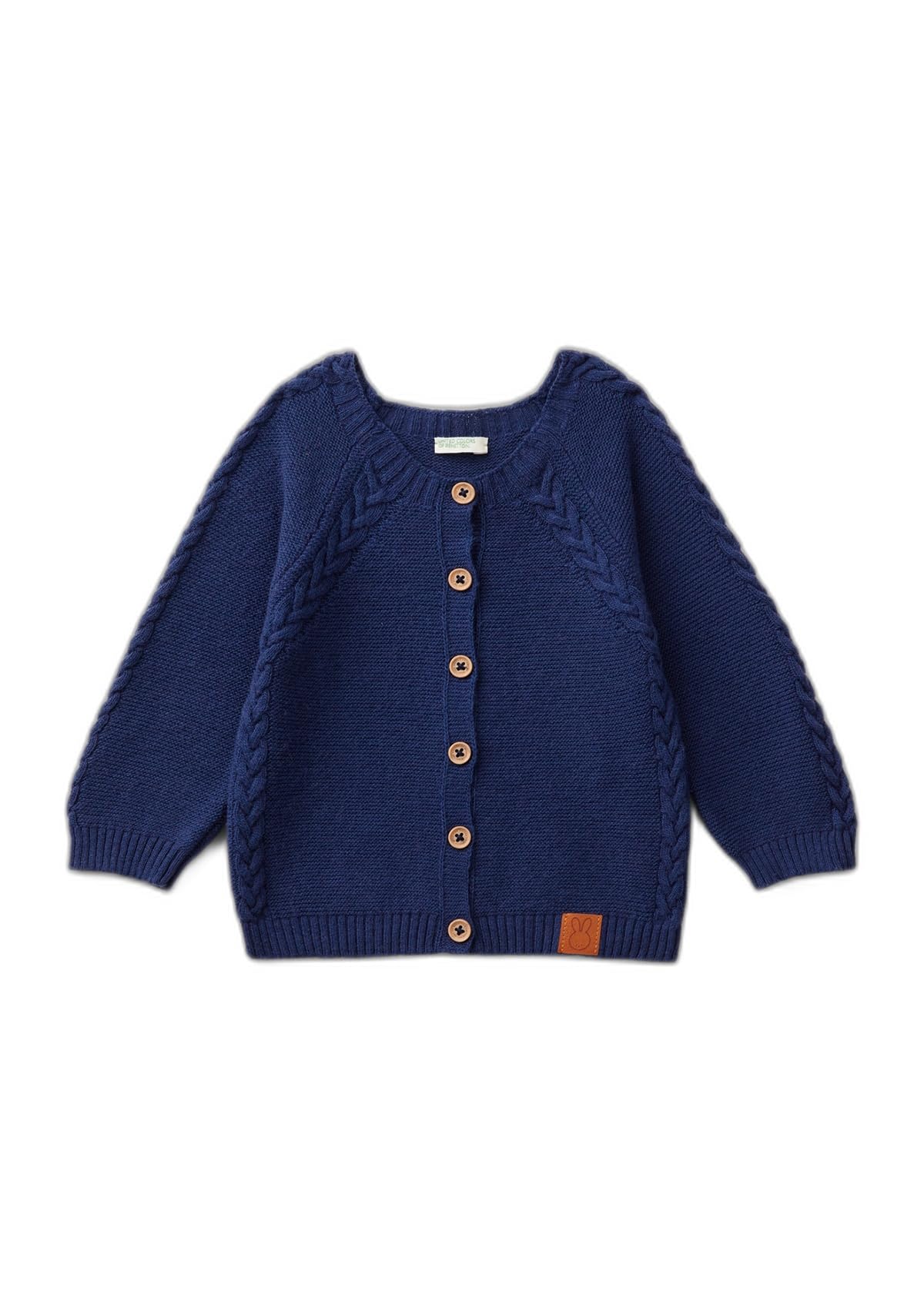 Benetton Cardigan Bimbo Bianco Links Trecce Cotone