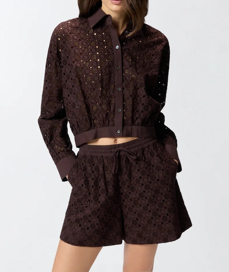Pinko Charita 106277 A35P Camicia Donna Marrone sangallo
