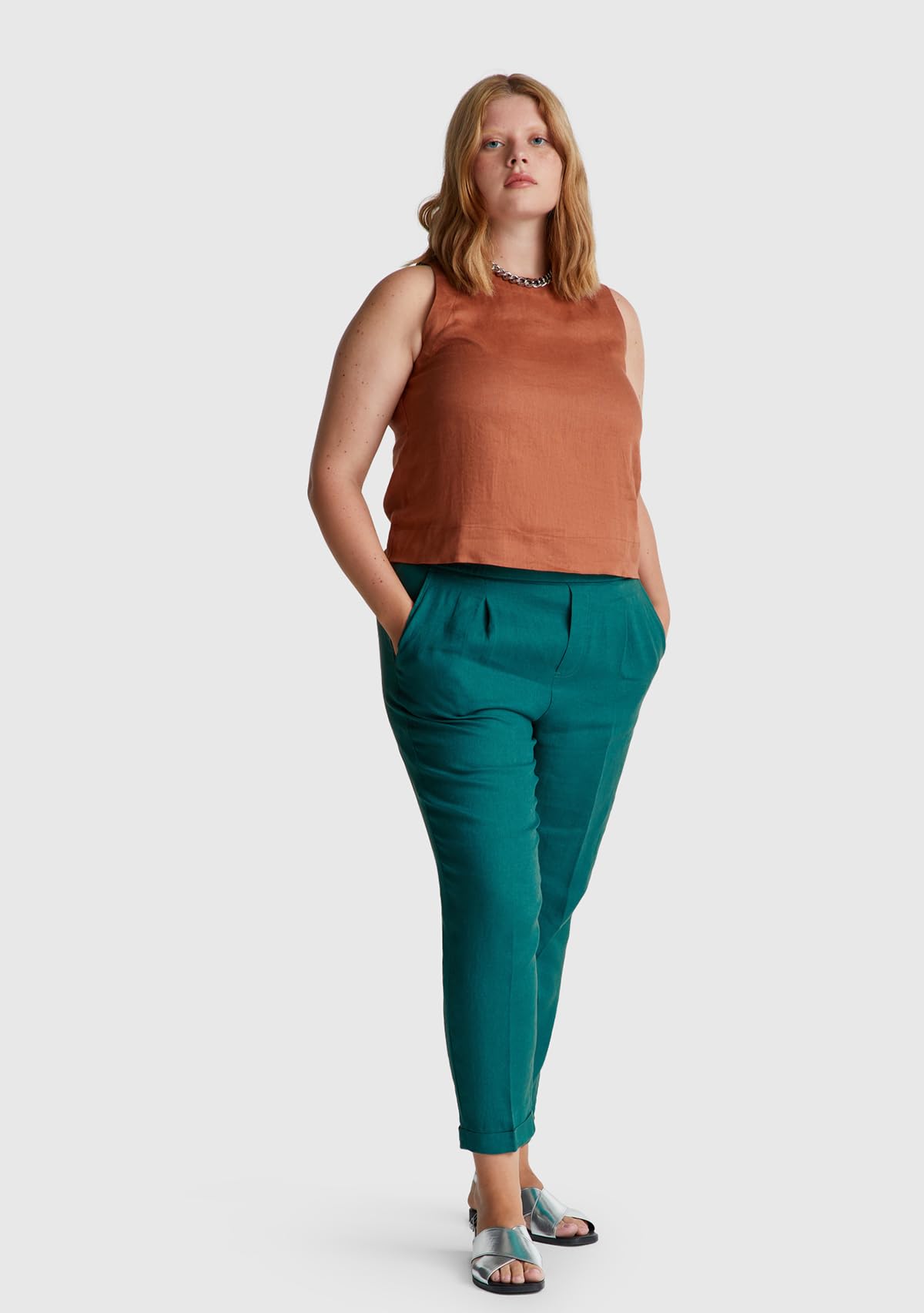 Benetton Pantaloni Regular Donna Blu Notte 016