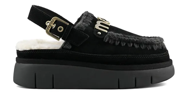 Mou Bounce Clog Sabot Nero Camoscio Platform