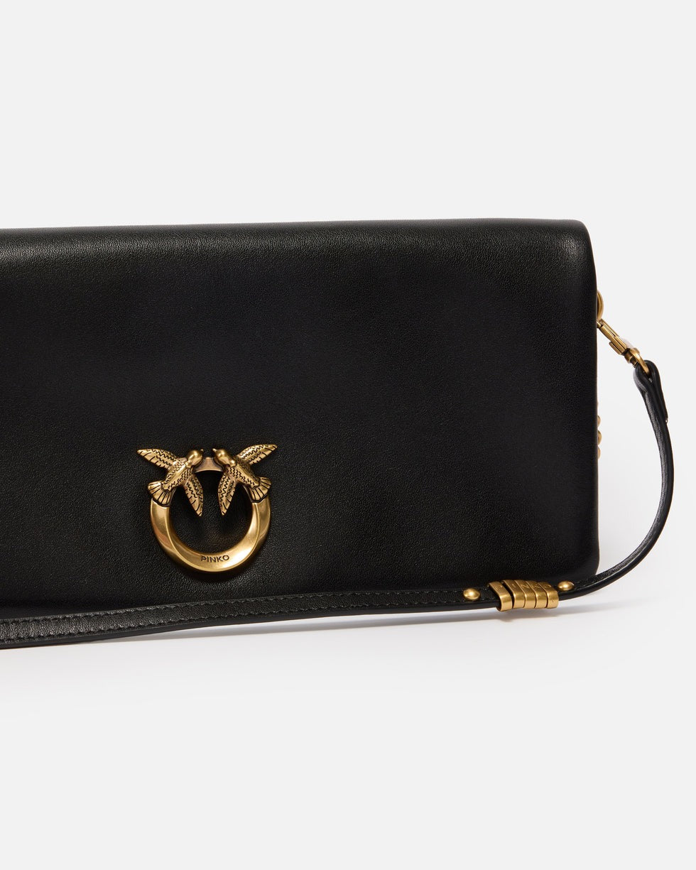 Pinko Love Click Soft borsa donna nero pelle oro antico