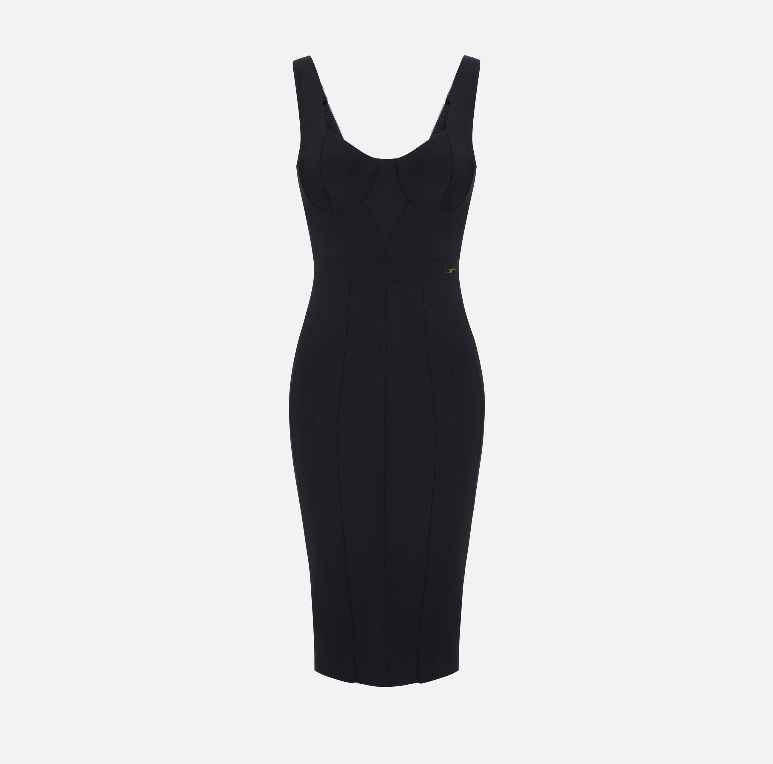 Elisabetta Franchi AB98566E2 Abito Midi Scuba Nero Donna