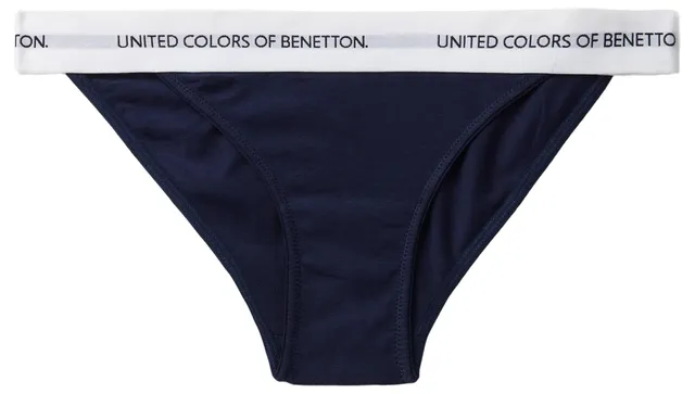 Benetton Slip Basso Donna Blu Notte XS Cotone Organico