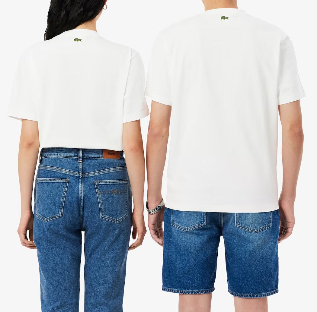 Lacoste TH0753 T-Shirt Unisex Bianco Jersey Cotone