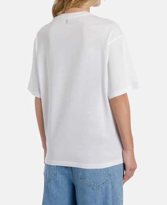 Dondup DS074 Jersey T-Shirt Donna Bianco Regular