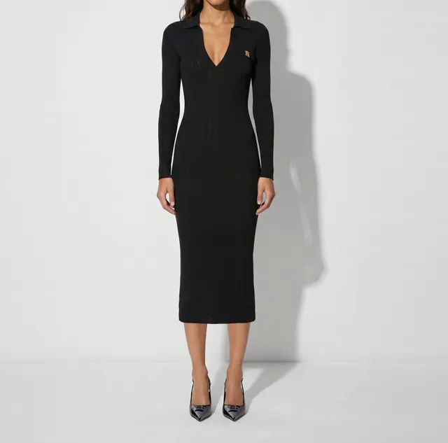 Elisabetta Franchi AM08B66E2 Abito Maglia Midi Nero