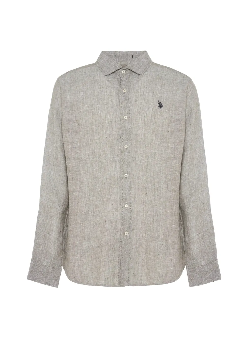 U.S. Polo Assn US43104011 Camicia Lino Uomo Grigio Slim