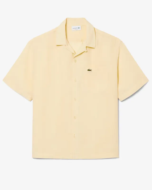 Lacoste CH2339 Camicia Lino Beige Maniche Corte Uomo