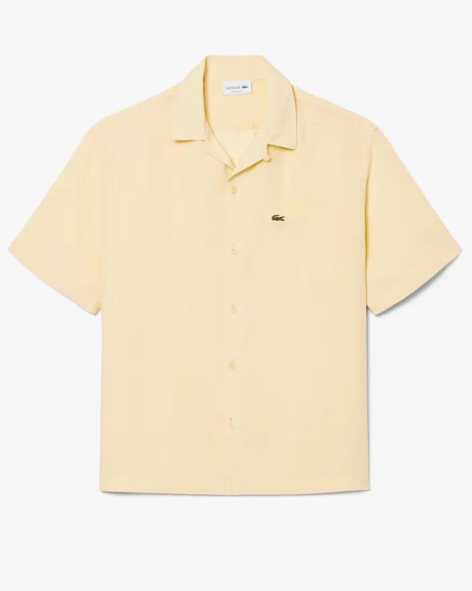 Lacoste CH2339 Camicia Lino Beige Maniche Corte Uomo