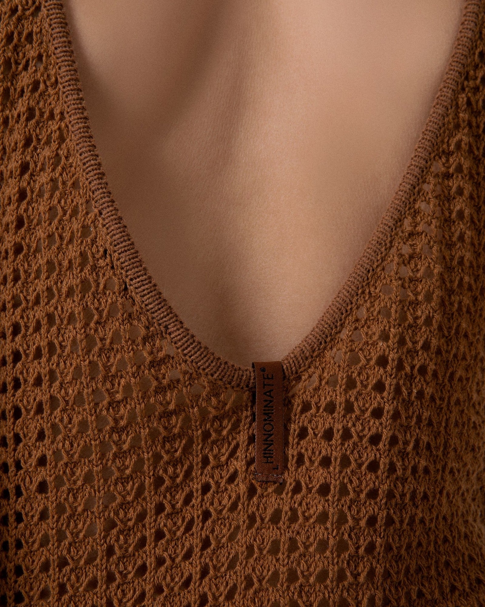 Hinnominate HMABW02672 Abito donna lungo moka traforato