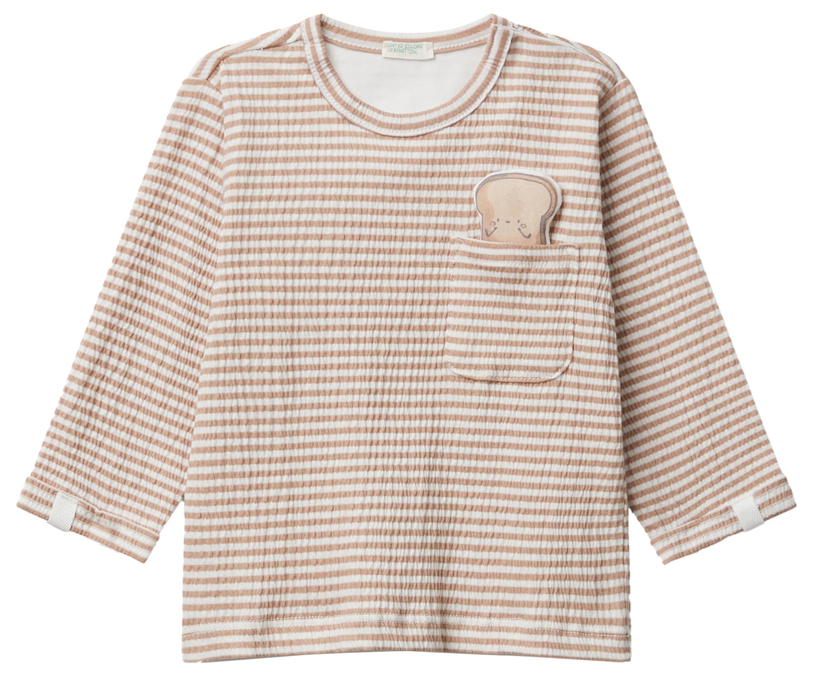 Benetton T-Shirt Bimbo Manica Lunga Jersey Taschino Blu