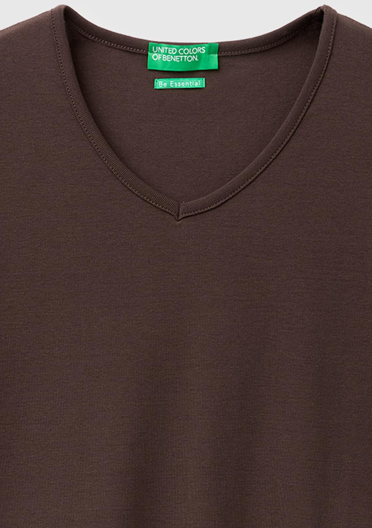 Benetton 3ga8d4029 T-shirt donna marrone XXS scollo V