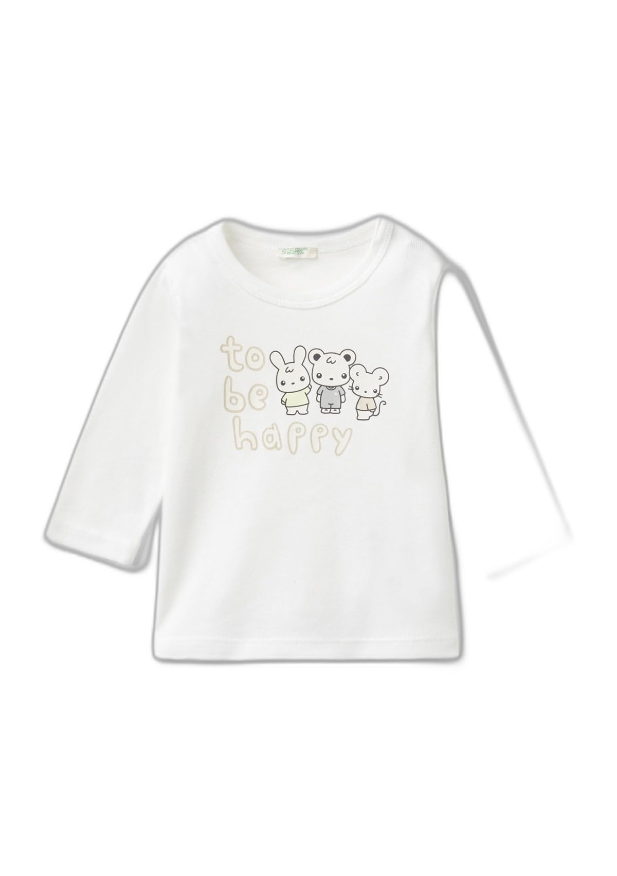 Benetton 3I9WA1057 t-shirt bimbo manica lunga girocollo cotone