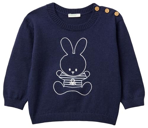 Benetton Maglione Bimbo Ricamo Coniglio Cotone Unisex