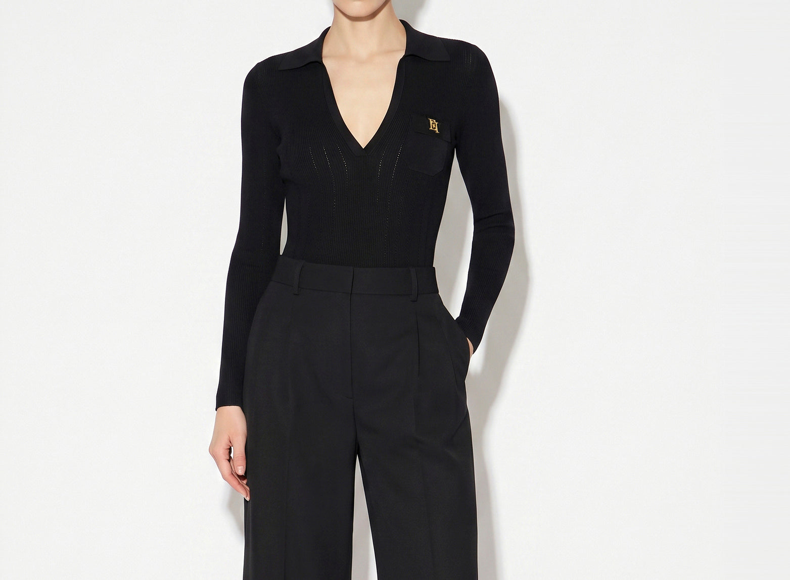 Elisabetta Franchi BK02B66E2 body nero a costine