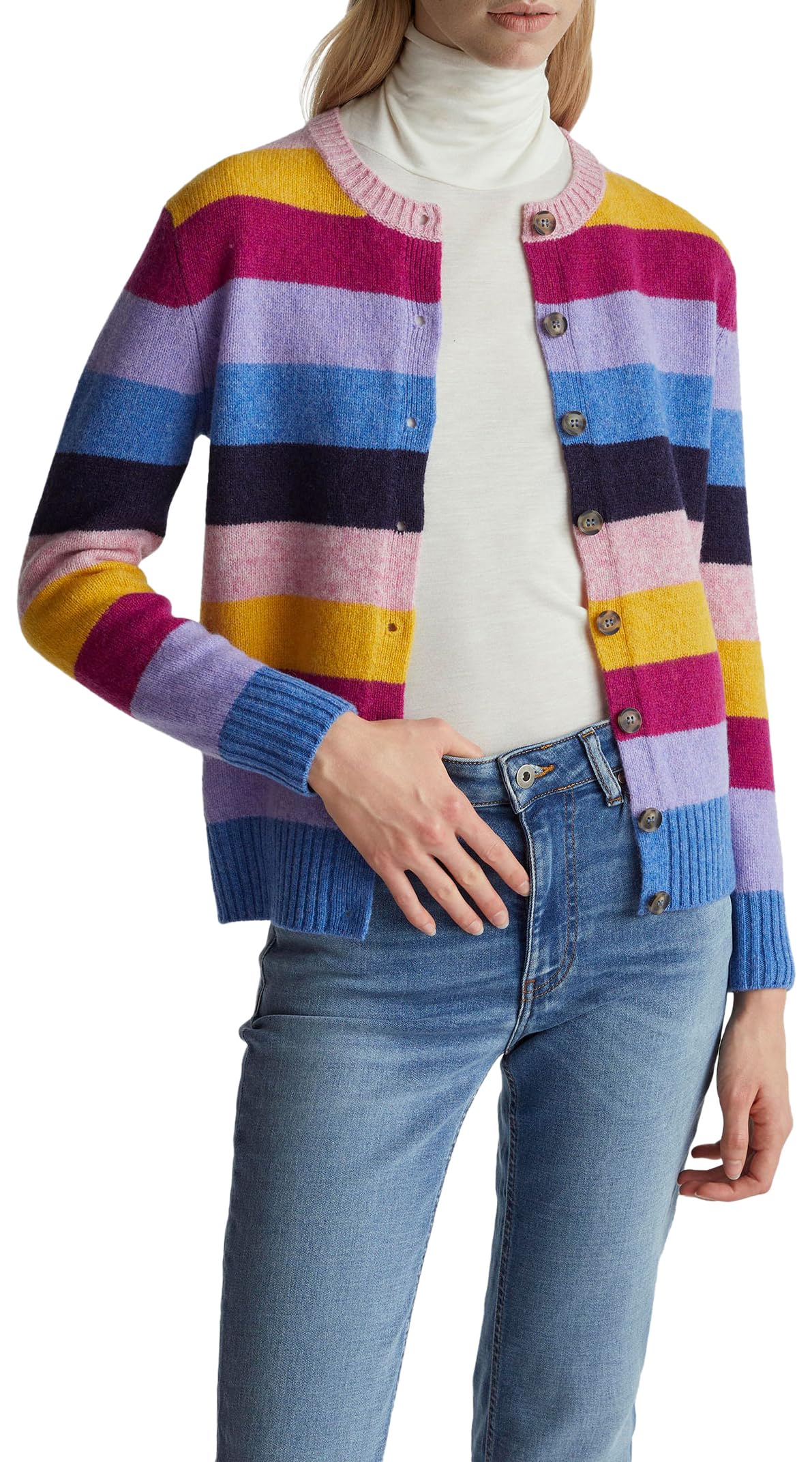 Benetton 103ME5014 cardigan donna blu manica lunga