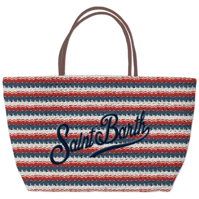 MC2 Saint Barth Crochet Tote Borsa Navy Rosso Stripes