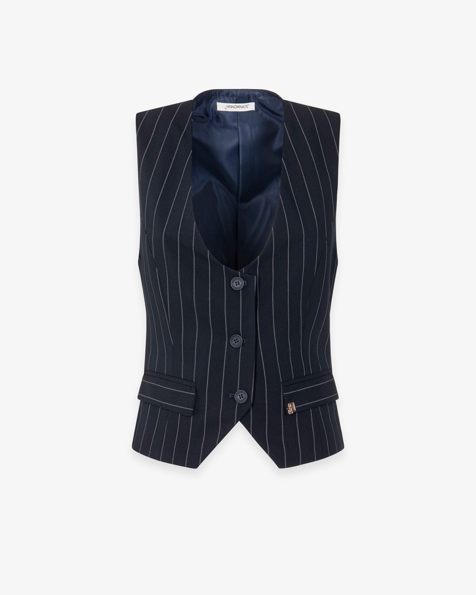 Hinnominate HMABW02561 gilet donna blu gessato viscosa