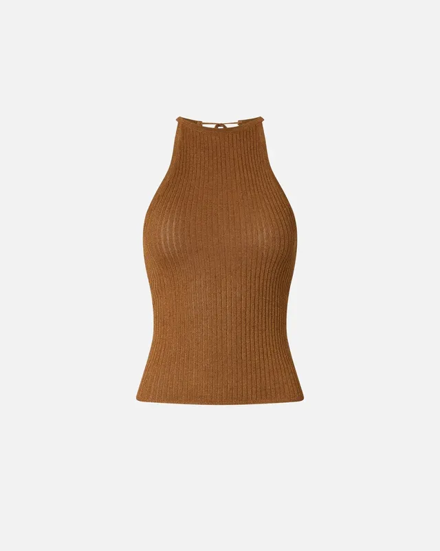 Pinko Linum Shiny 106884 A3BD Top bronzo lurex slim