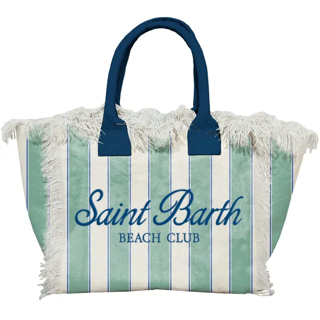 MC2 Saint Barth Vanity 00937L borsa canvas righe verde salvia navy