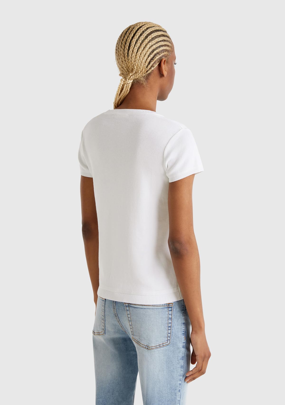 Benetton 1091d1m10 maglione donna girocollo Bianco 101