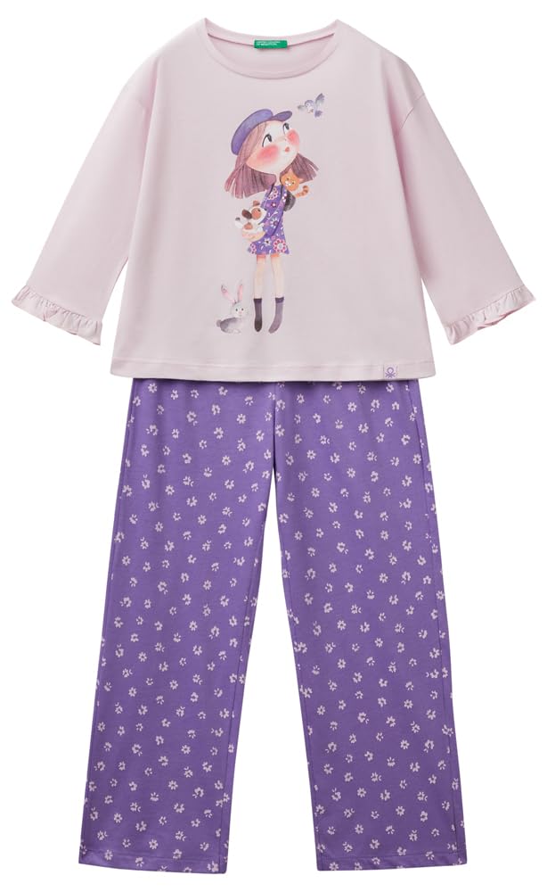 Benetton pigiama donna jersey manica lunga con stampa