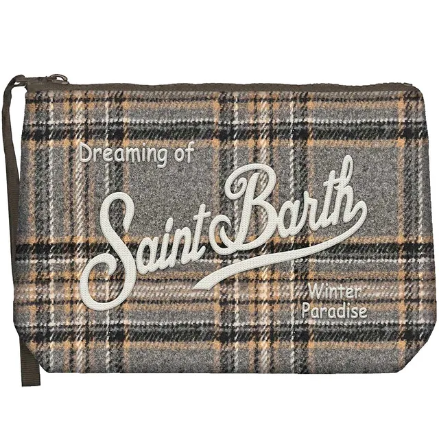 MC2 Saint Barth Aline Pochette Lana Tartan Grigio