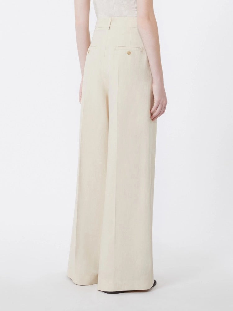 Weekend Max Mara Veliero WKDVELIERO pantalone beige viscosa lino