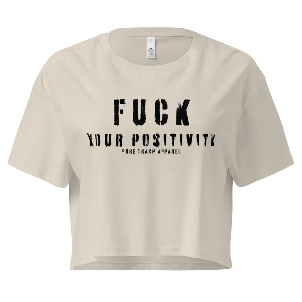 Pure Trash Womens Fuck Your Positivity top crop Black