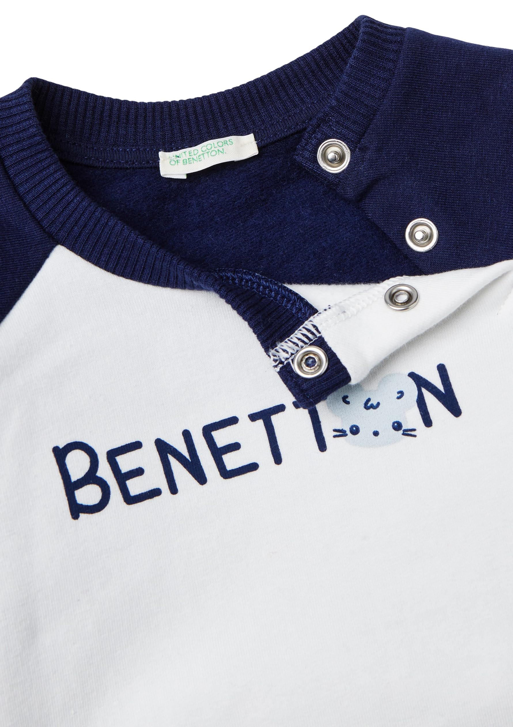 Benetton Tuta Neonato 32knak00q Blu Taglia 50 Cotone