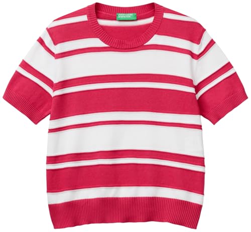 Benetton Maglieria Maglia Girocollo Rigata Manica Corta Cotone